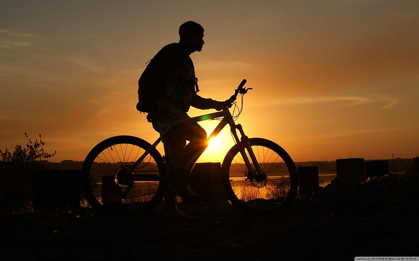Jazda na rowerze, Rower, Cień mężczyzny i cień chłopca Tapeta HD