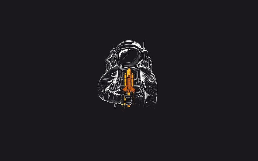 Spaceman Spaceship Art, Raumschiffminimalist HD-Hintergrundbild