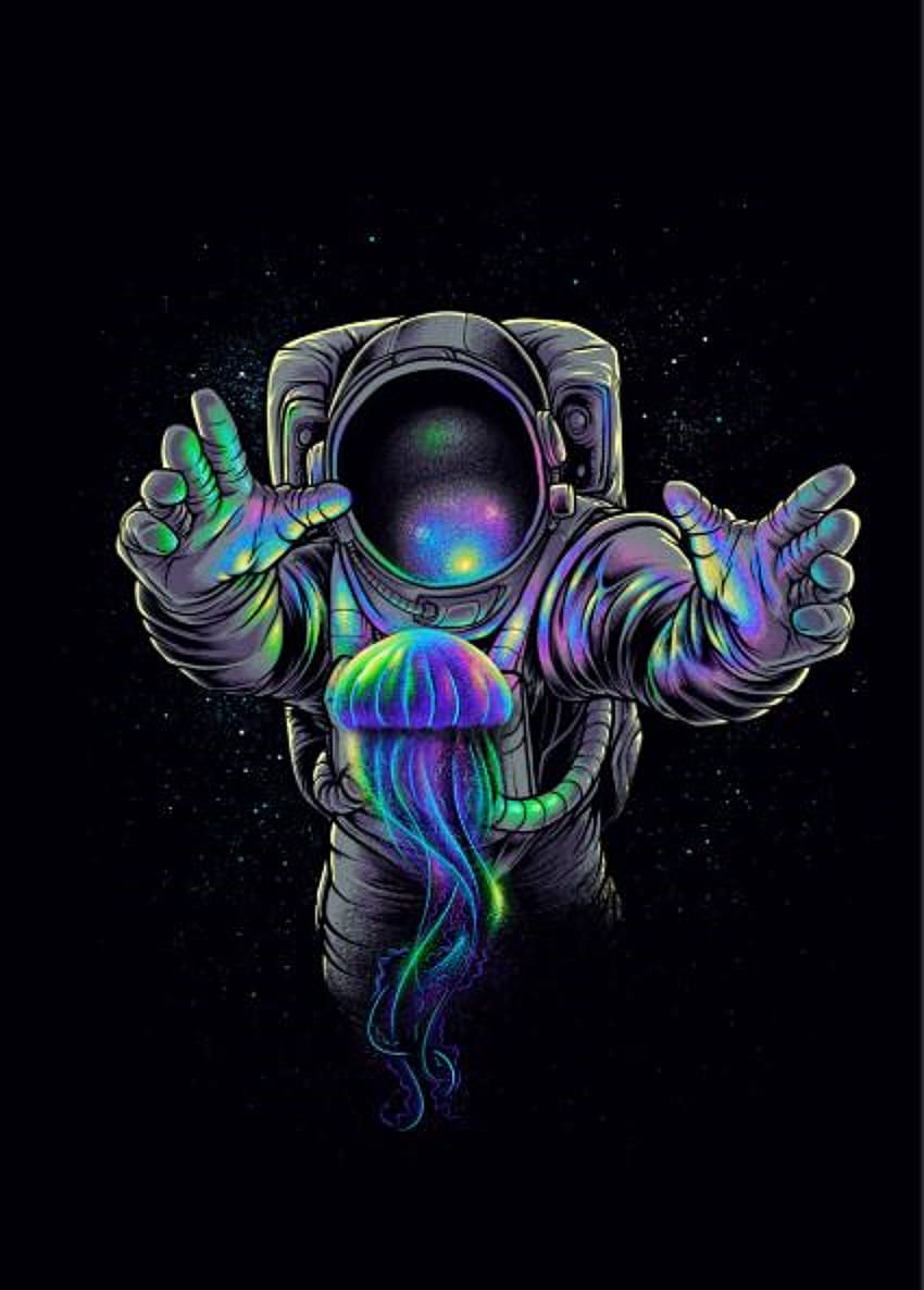 Перлен космонавт, астронавт медуза HD тапет за телефон