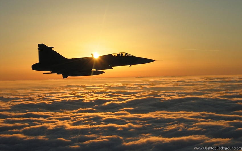 Pôr do sol da aeronave F 18 Hornet, pôr do sol do avião papel de parede HD