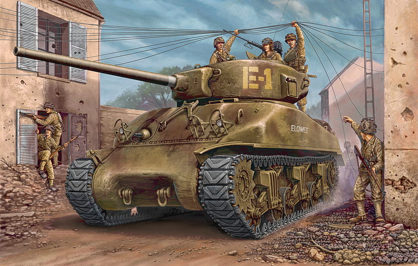 m4a1 sherman war ww2 art tank painting [1680x1050] untuk , Ponsel & Tablet, tank perang dunia ii Wallpaper HD