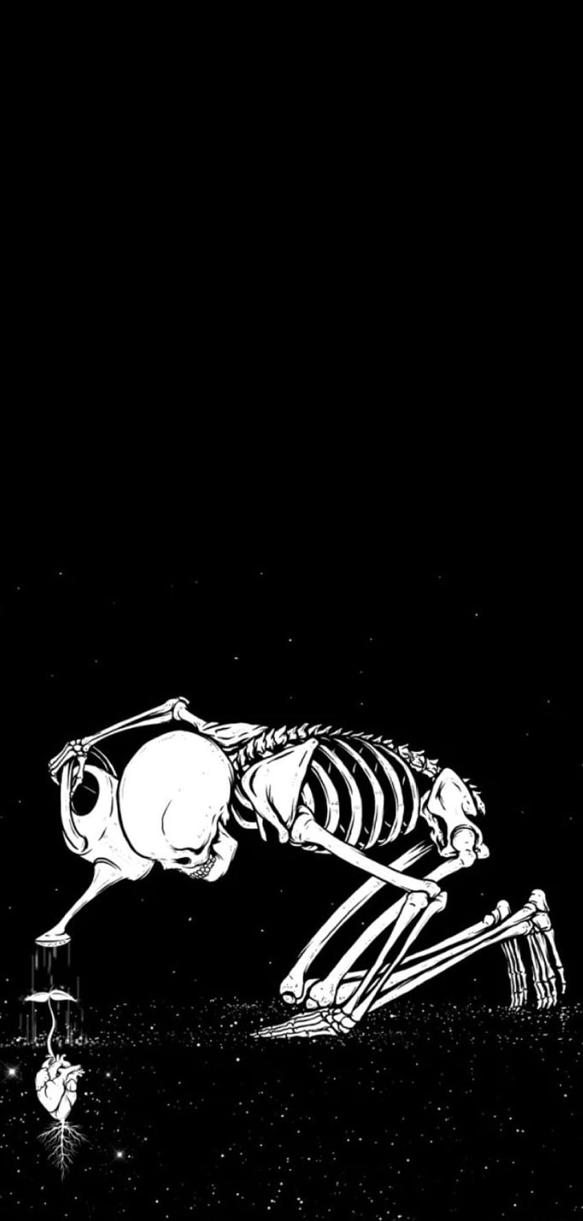 Skelett-Ästhetik-Sperrschirm, schwarz-weißes ästhetisches Halloween HD-Handy-Hintergrundbild