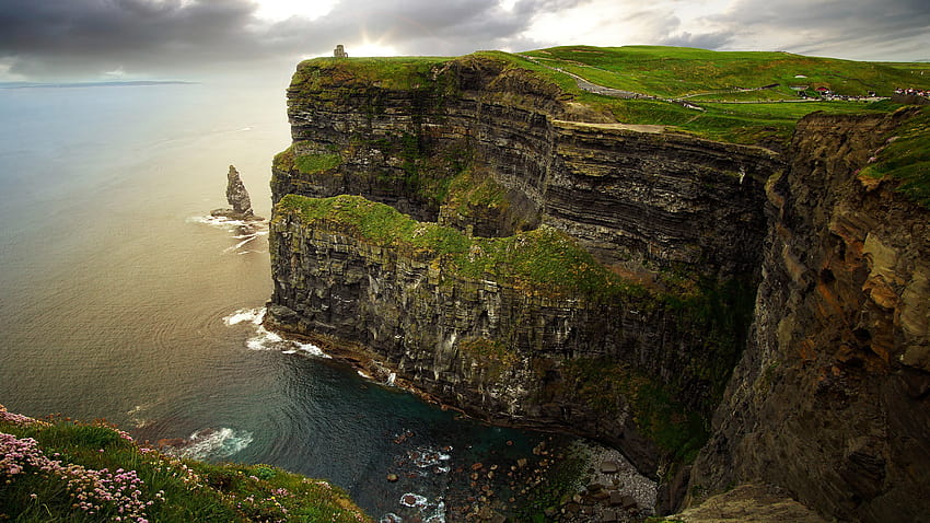 formation u sea cliff atlantic ocean, rock cliff coast HD wallpaper
