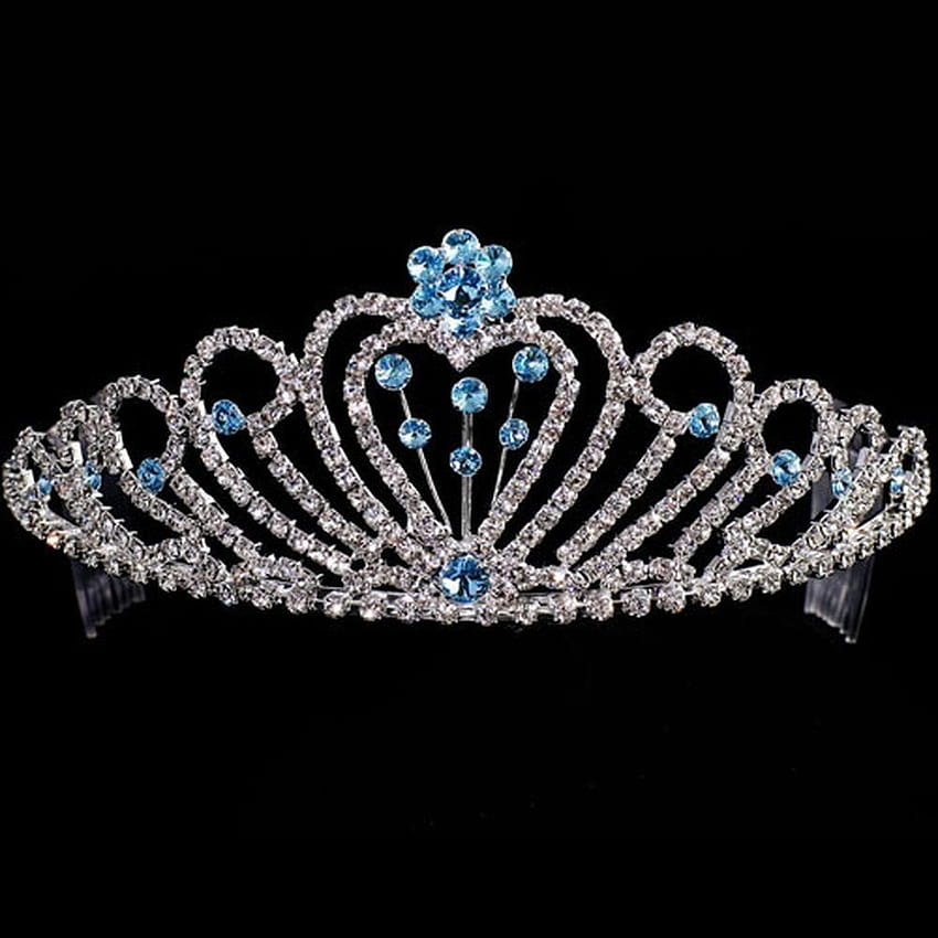 Crystal Rhinestone Blue Flower Quinceanera Pageant Tiara Headpiece, quinceanera crowns HD phone wallpaper