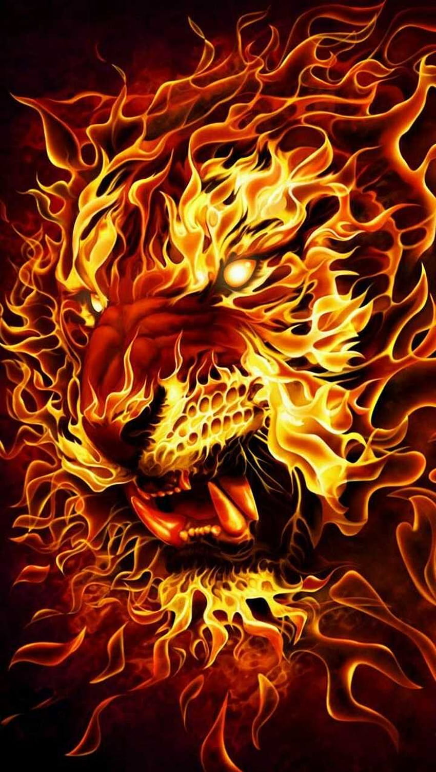 Pertunjukan listrik hantu suci : Singa api, ponsel singa yang menyala wallpaper ponsel HD