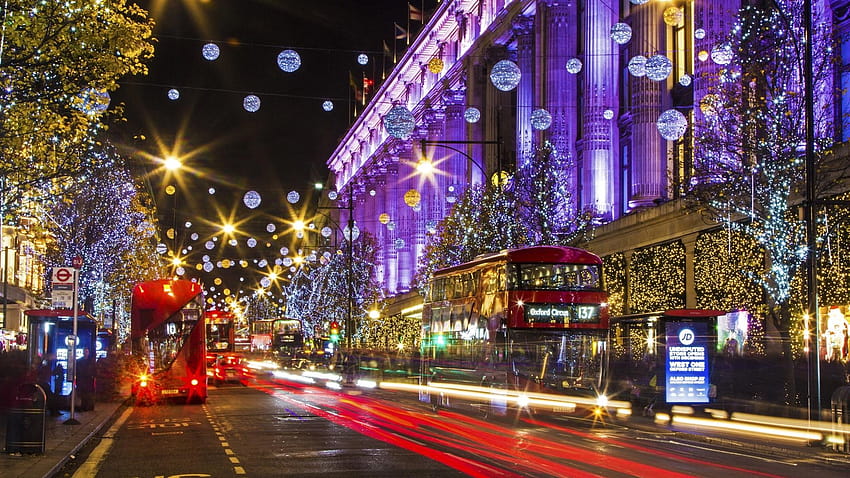 Londoner Weihnachten, Anime-Weihnachtsstraße HD-Hintergrundbild