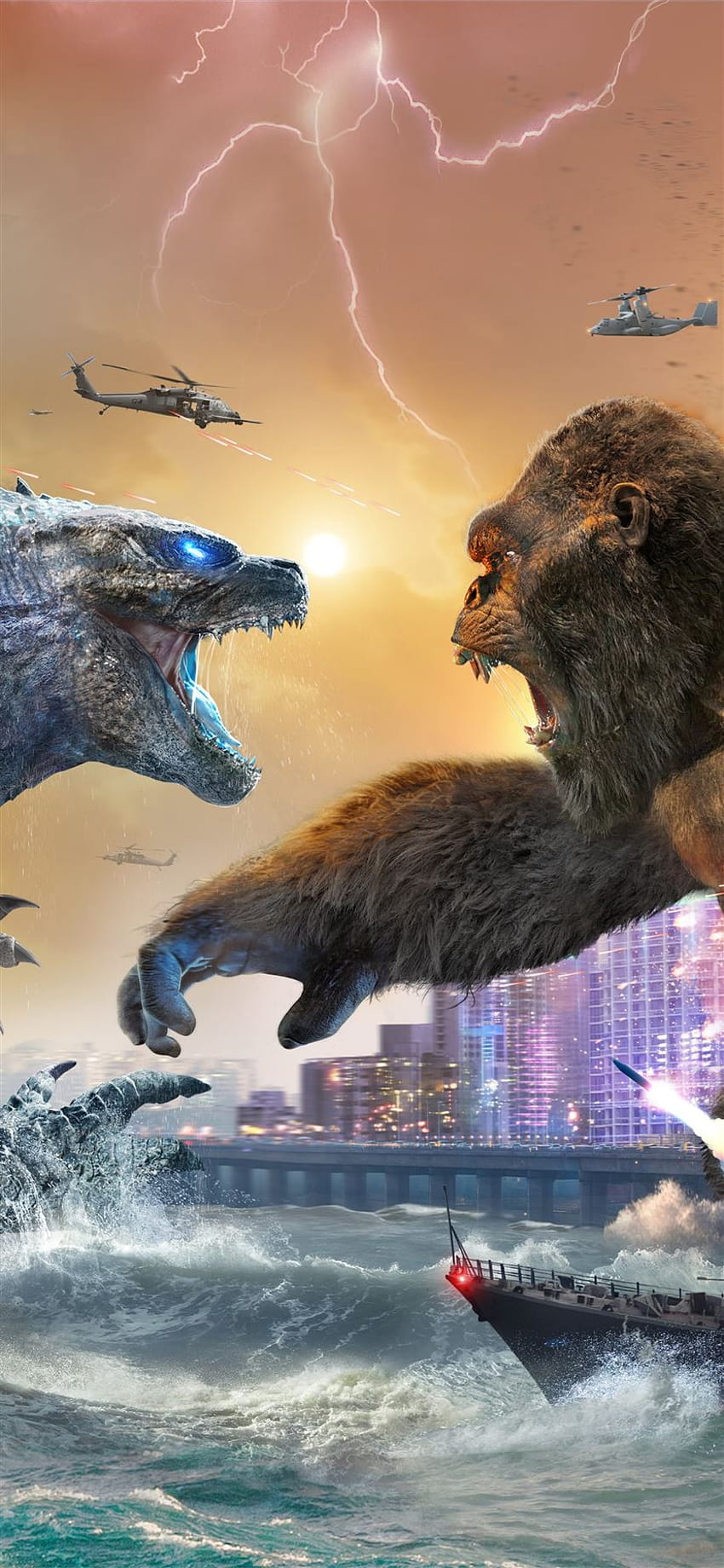 Najlepsza Godzilla vs kong iPhone 11, king kong vs godzilla iphone Tapeta na telefon HD