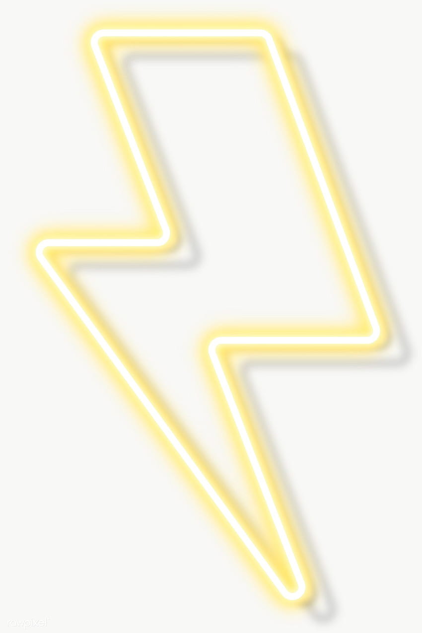 Yellow neon lightning sign transparent png, lightning bolt yellow HD phone wallpaper