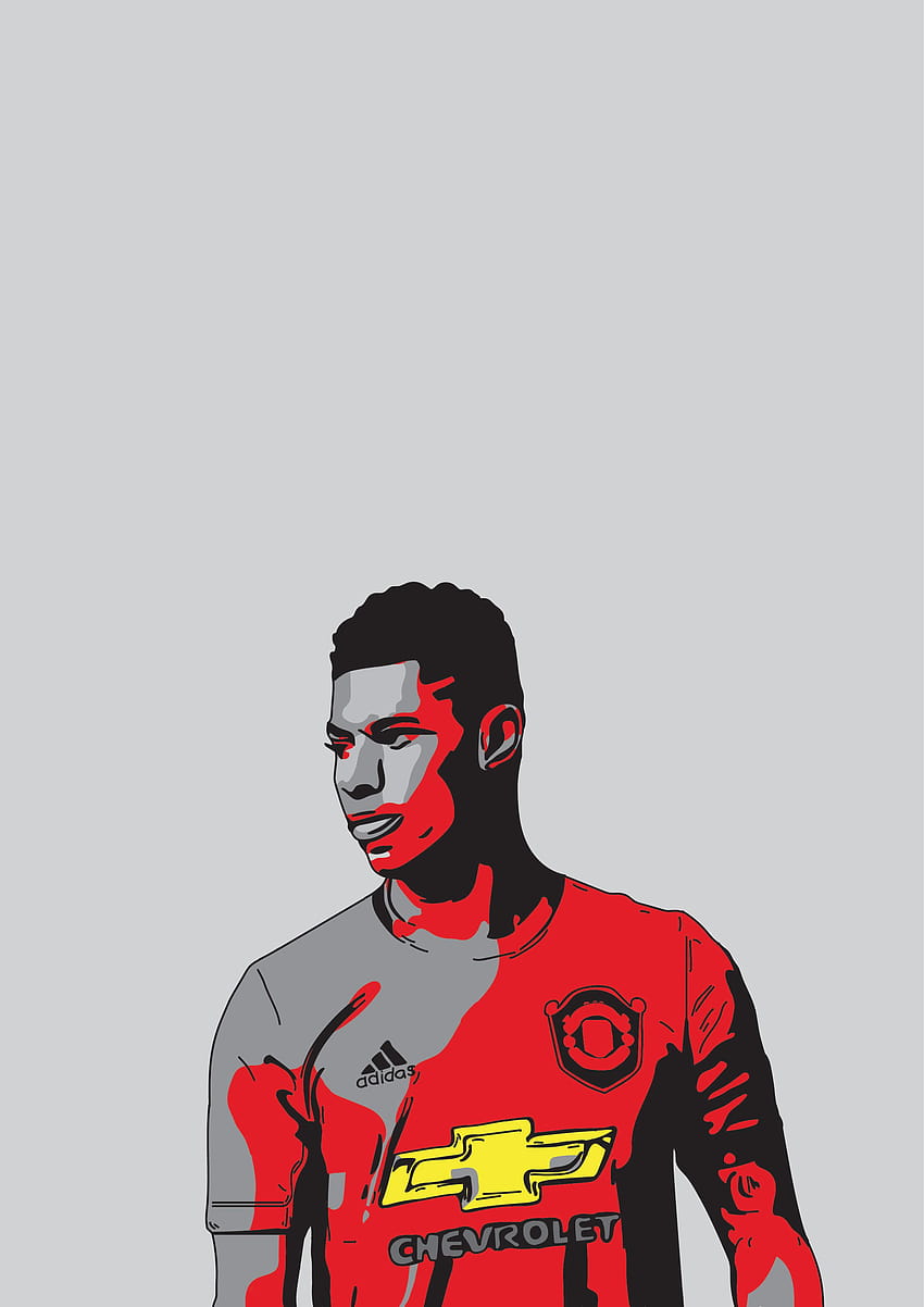 Marcus Rashford.: Manchester United, dessin animé de Manchester United Fond d'écran de téléphone HD
