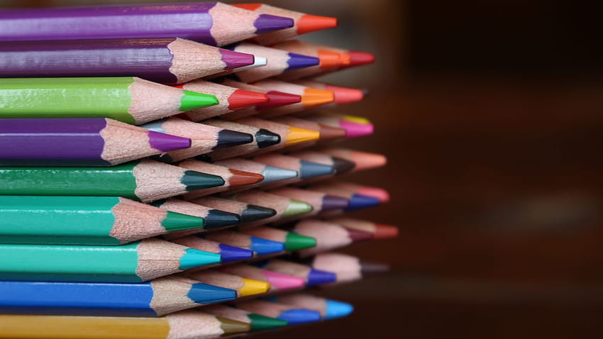 Art materials colored pencils colorful coloured pencils colourful, macro pencils colorful HD wallpaper