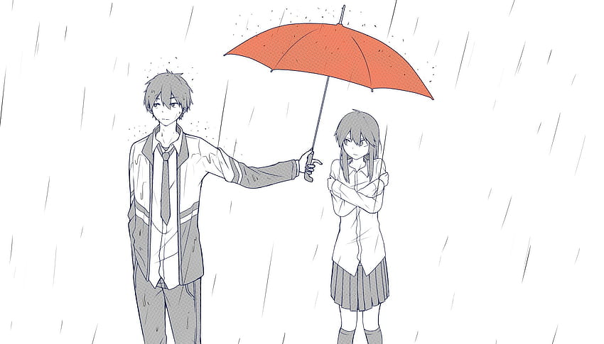587435 Yağmur, Oğlan, Kız, Şemsiye, Okul Üniforması, erkek kızlar yağmur anime HD duvar kağıdı