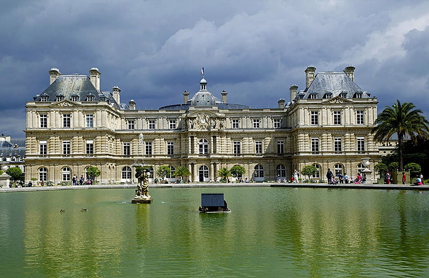 Paris Palace France Luxembourg castle Sky Cities Clouds HD wallpaper