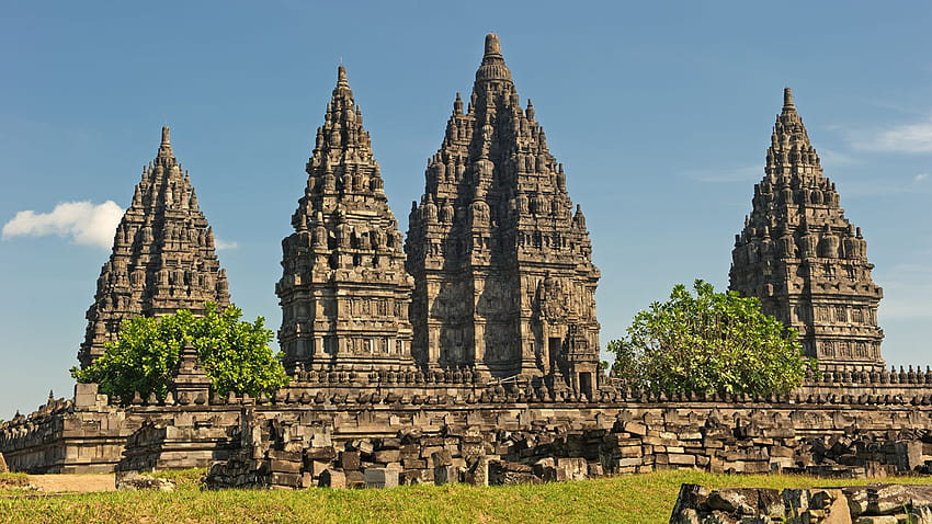 Endonezya Prambanan Tapınakları Şehirler 1920x1080 HD duvar kağıdı