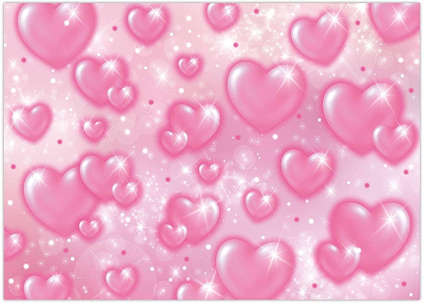 Amazon : Funnytree 7x5FT Graficzne tło z początku 2000 r. Różowe serca Romantyczne tła walentynkowe Baby Shower Birtay Girl Baner imprezowy Dekoracje Rekwizyty do portretów stoisko Prezent Noworodek : Elektronika, y brokat różowy Tapeta HD