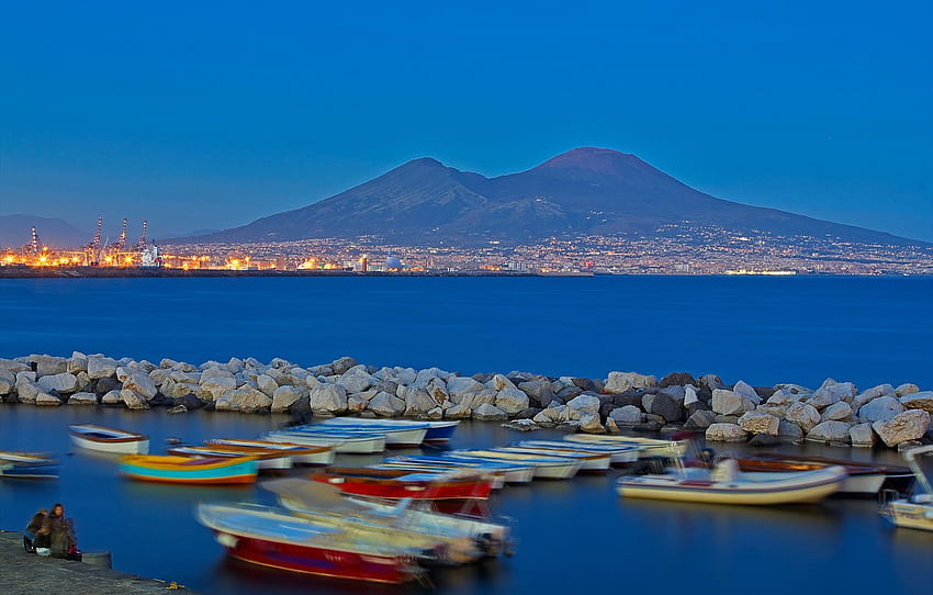 ışıklar, dağ, İtalya, Körfez, Napoli, Vesuvius, Kampanya , bölüm пейзажи HD duvar kağıdı