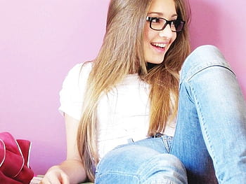 Girl, Leggings, Glasses, Leather, Black, Crop top, Shiny, Blonde HD phone  wallpaper