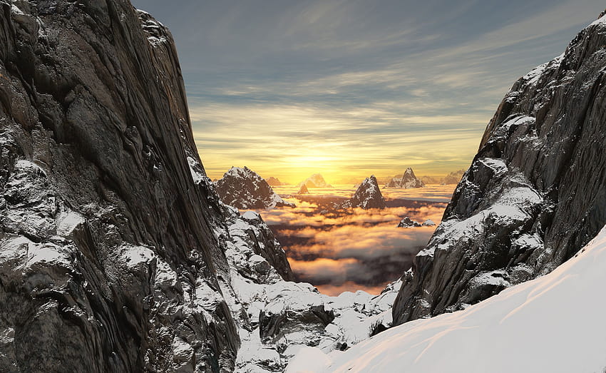 山, 雪, 岩, 雲, 高高度, 自然, 岩, 雲 高画質の壁紙