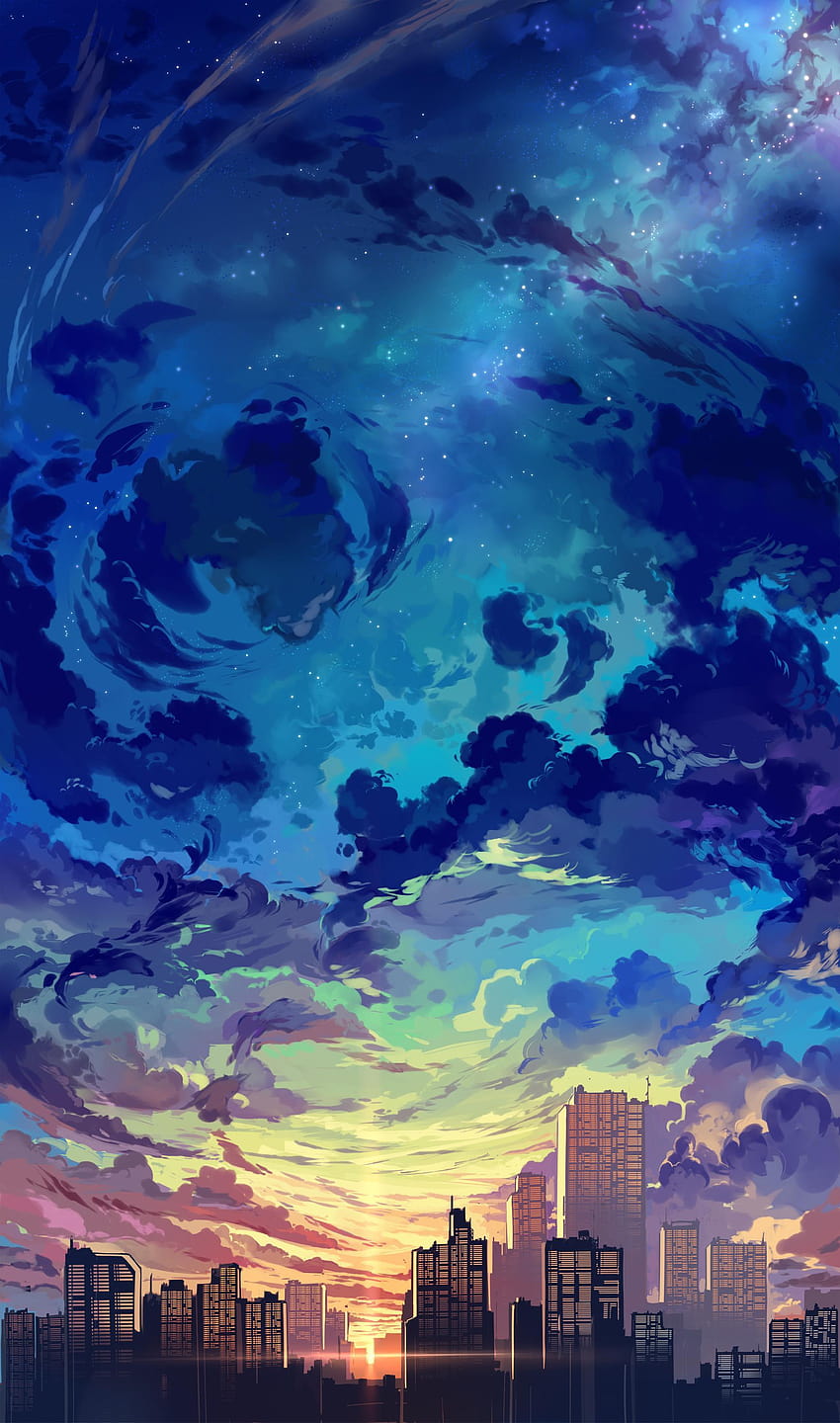 Latar Belakang Langit Anime Estetika, anime langit estetika wallpaper ponsel HD