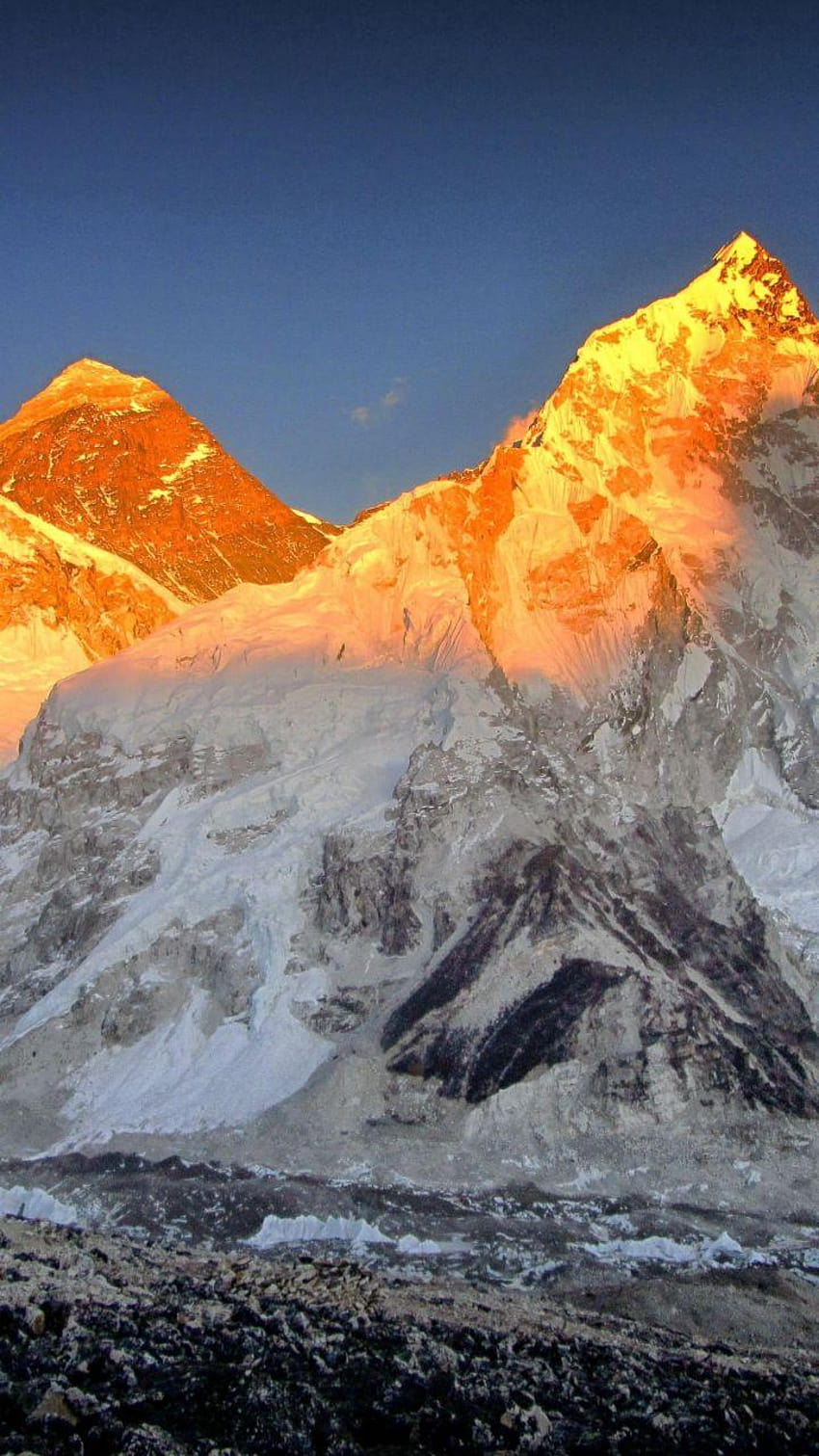 Monte everest, pico dorado, puesta de sol, naturaleza, 720x1280, puesta de sol montañas altai fondo de pantalla del teléfono