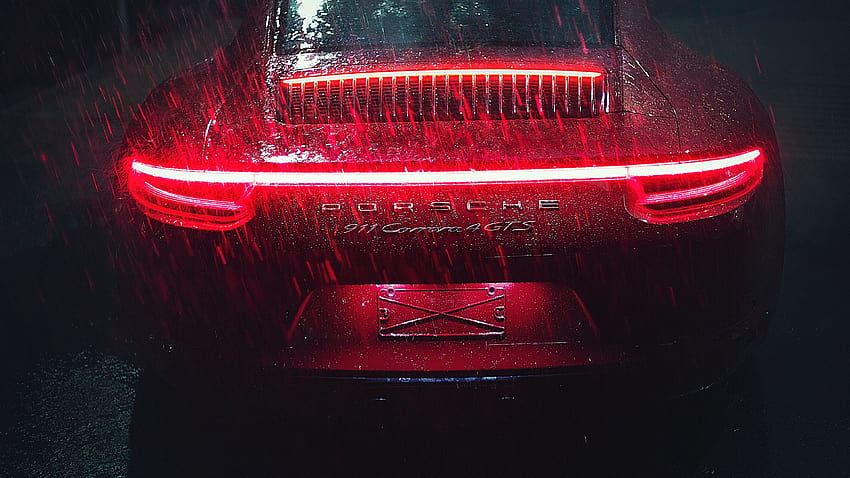 Porsche 911 Carrera Tail Light Raining 2018 cars , rain car HD wallpaper