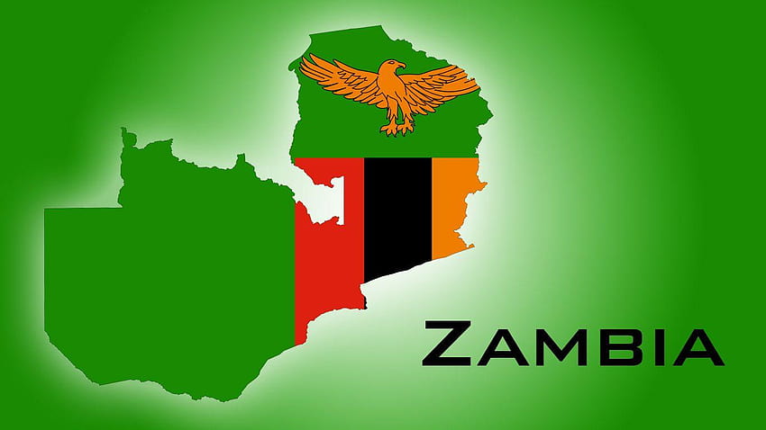 The Map of Zambia and the national colors and symbol of its flag, zambia flag HD wallpaper