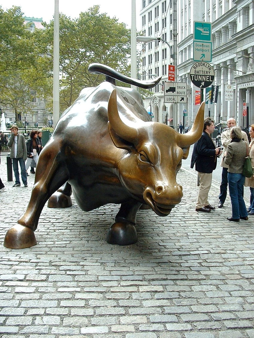 Stock Market Bull Statue, Stier aufladen HD-Handy-Hintergrundbild