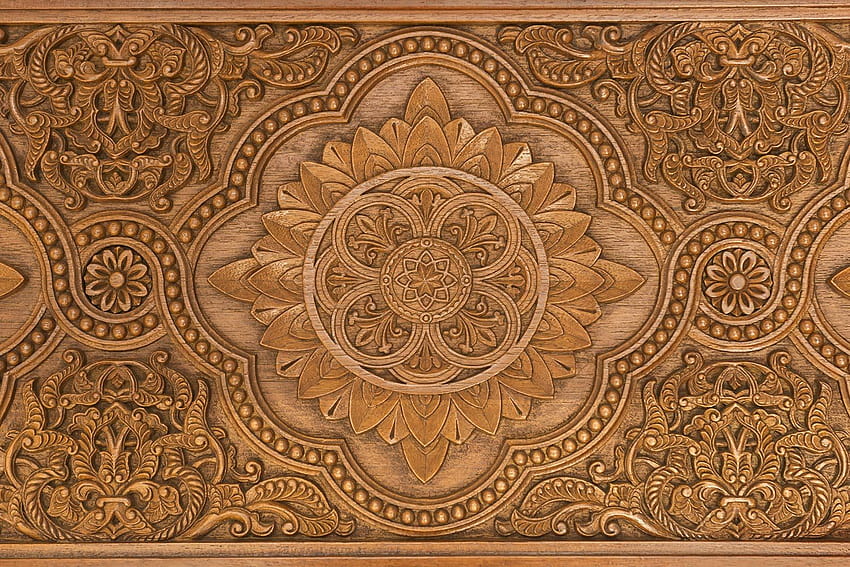Drewniany emblemat do dekoracji ścian, rzeźba w drewnie Tapeta HD