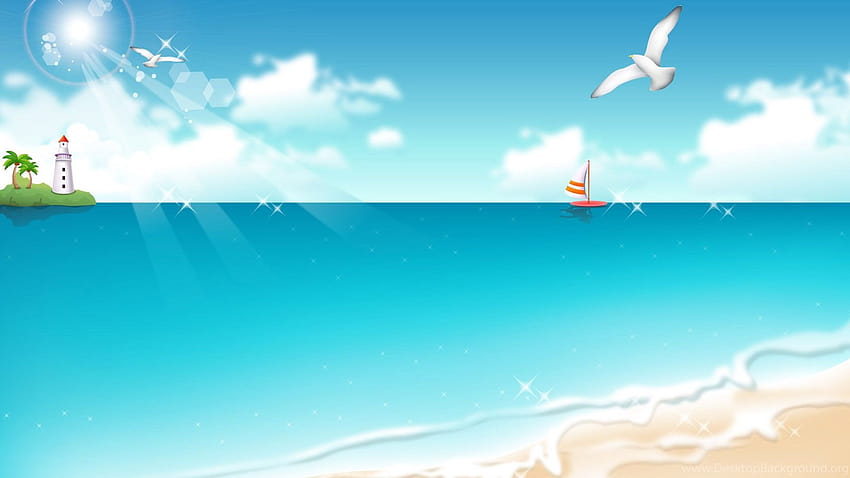 Beach Cartoon Backgrounds HD wallpaper