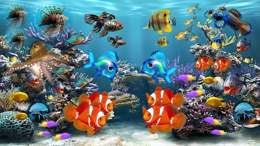 Aquarium Live für PC, Fische leben HD-Hintergrundbild