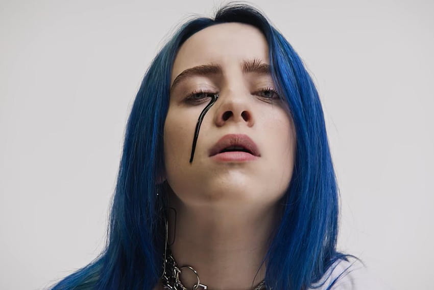 Sehen Sie, wie Billie Eilish im Video „When the Party's Over“ schwarze Tränen weint, Billie Eilish, wenn die Partys vorbei sind HD-Hintergrundbild
