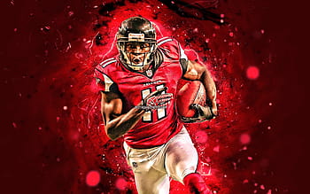 Julio Jones Atlanta Falcons Pixel Art 4 Greeting Card by Joe Hamilton