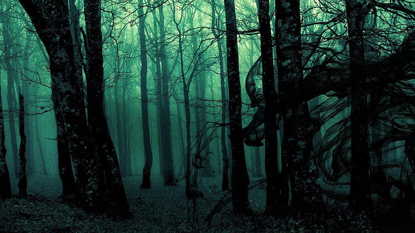 Dark ghost gothic wood trees fantasy evil horror, gothic horror HD wallpaper