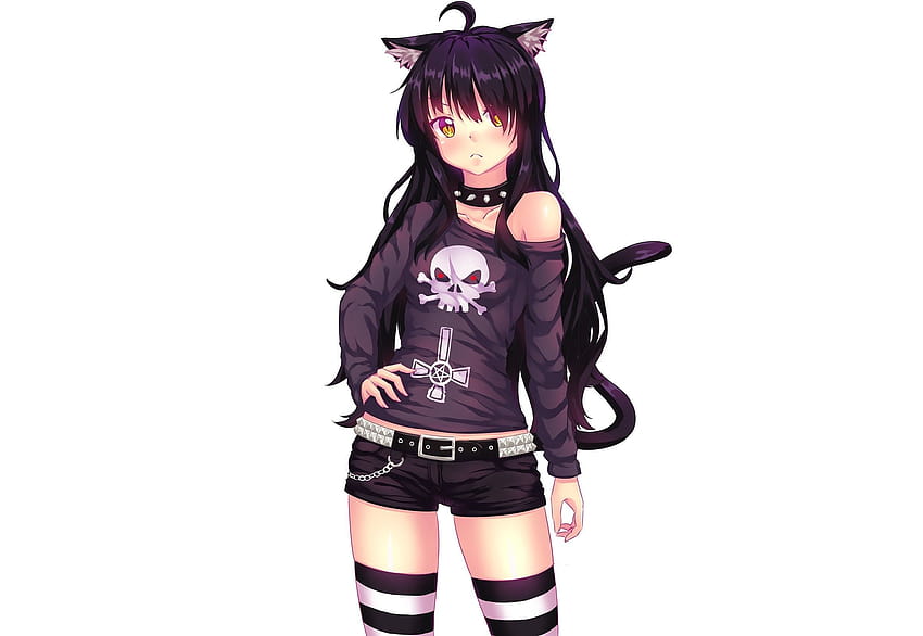 Anime Cat Girl Black Hair, kawaii black cat girl HD wallpaper | Pxfuel