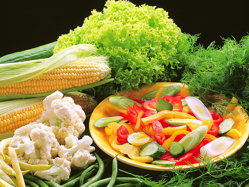 Corn Dill Food Plate Salads Vegetables HD wallpaper