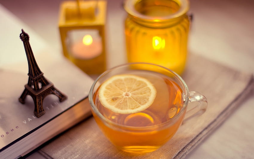 figurine di tè al limone candele eiffel bere tazza di tè [1680x1050] per il tuo, cellulare e tablet Sfondo HD
