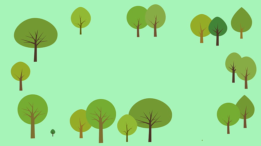 Latar belakang alam dengan pohon yang tumbuh. Gaya kartun dengan desain datar, latar belakang pohon Wallpaper HD