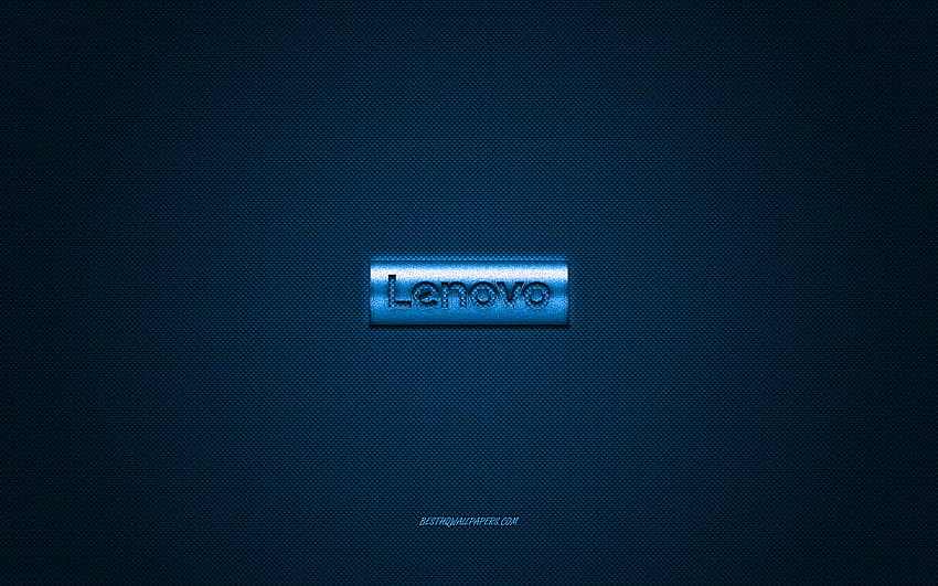 Logo Lenovo, logo bleu brillant, emblème en métal Lenovo, pour smartphones Lenovo, texture en fibre de carbone bleue, Lenovo, marques, art créatif avec résolution 2560x1600. Haute qualité Fond d'écran HD