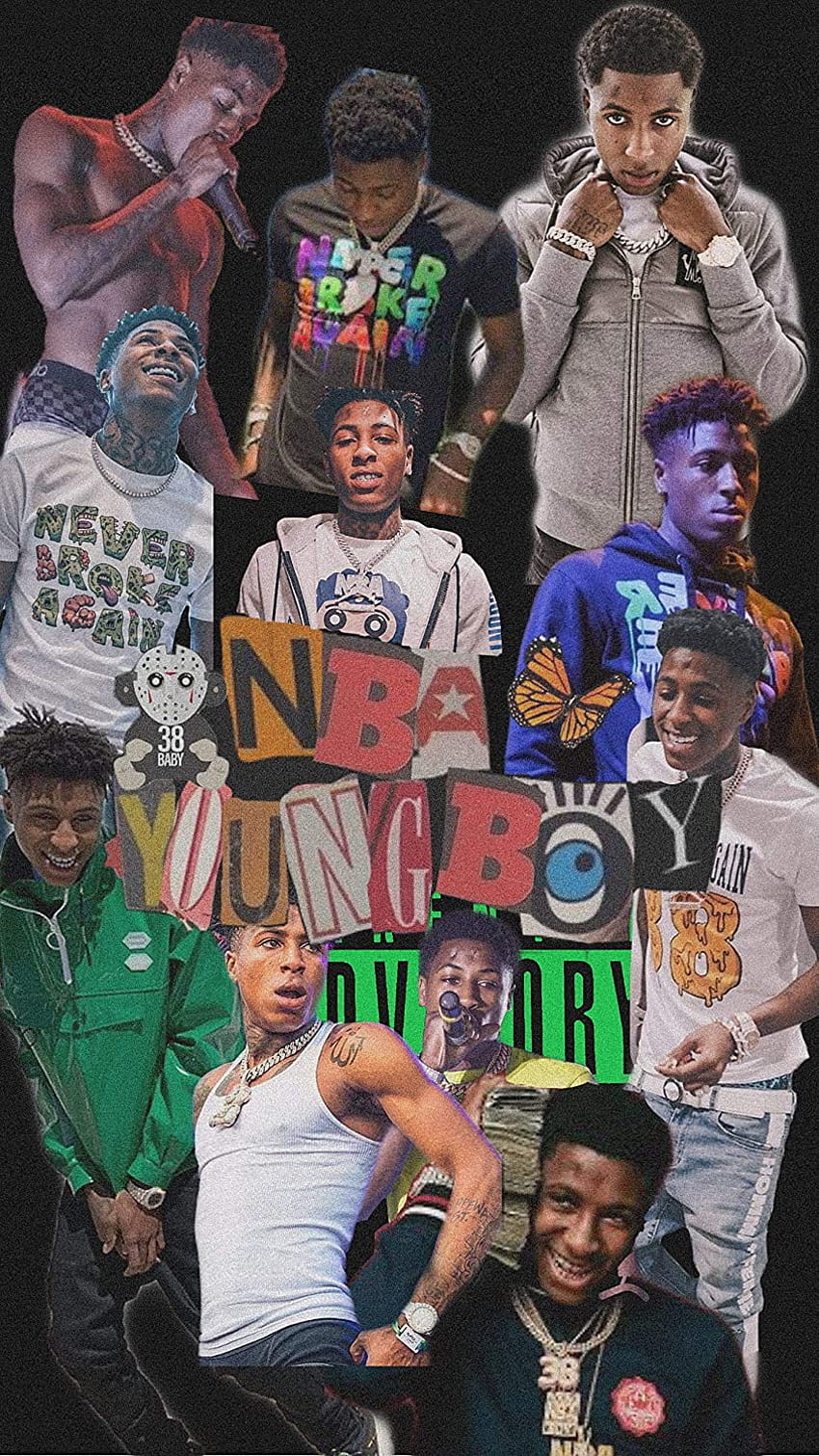 NBA Youngboy Collage Poster Poster Art Decor Gift: fatto a mano, top nba youngboy Sfondo del telefono HD