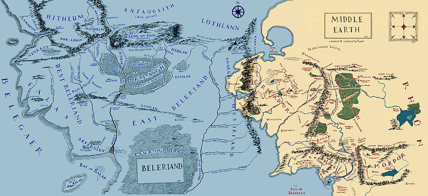 Mappa del Beleriand della Terra di Mezzo, mappa della Terra di Mezzo Sfondo HD