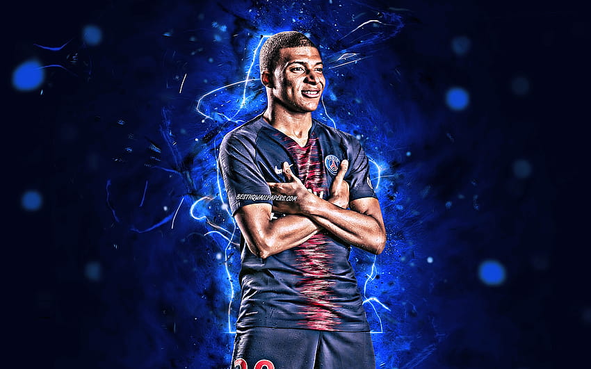 Kylian Mbappe, goal, french footballers, PSG, personal celebration, Ligue 1, Paris Saint, mbappe celebration HD wallpaper