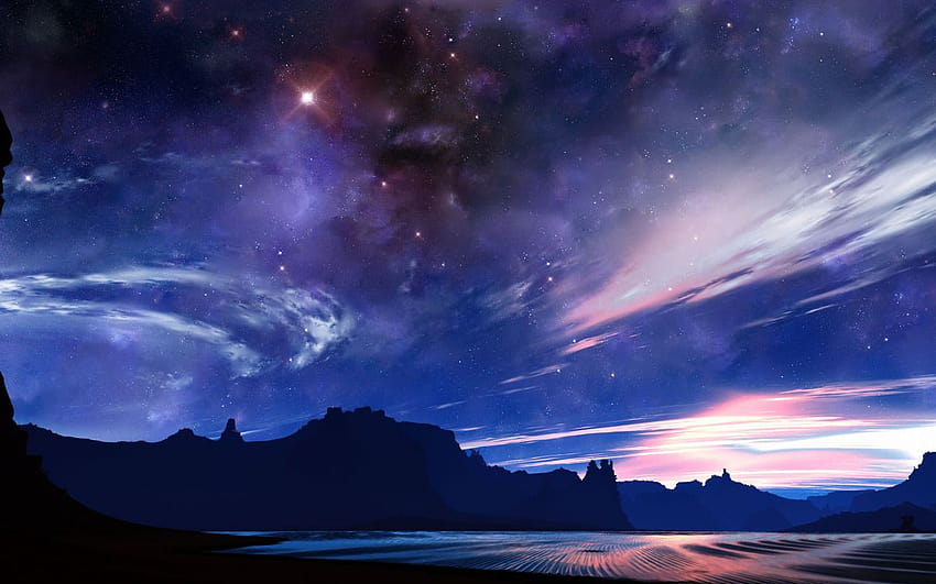 Cielo nocturno despejado en el desierto 2321, cielos estéticos. fondo de pantalla