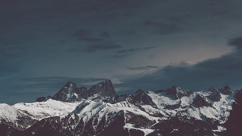 Gunung Bersalju Gelap, gunung salju Wallpaper HD