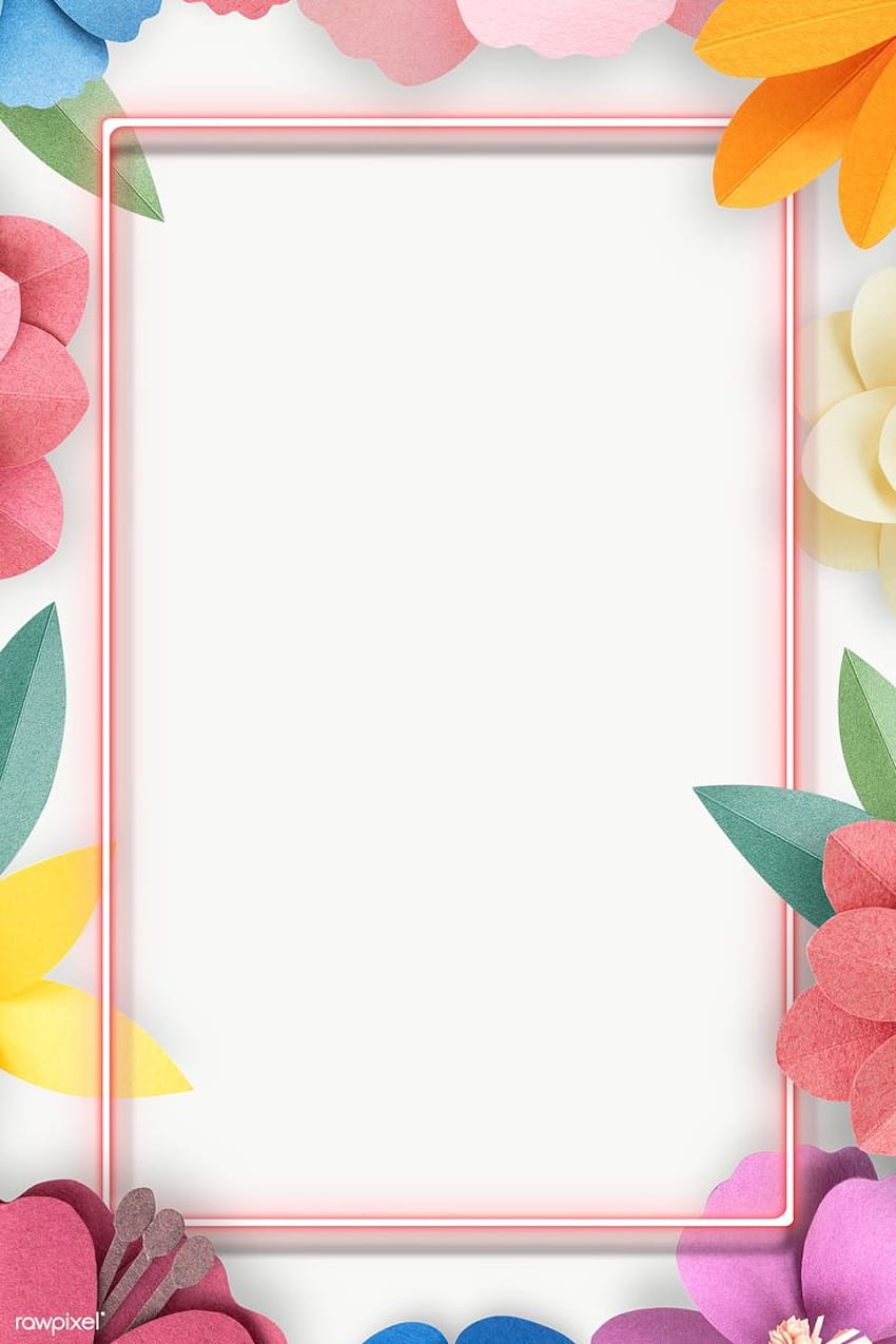 PNG transparan bingkai bunga berwarna-warni dan tropis, batas halaman pegas wallpaper ponsel HD