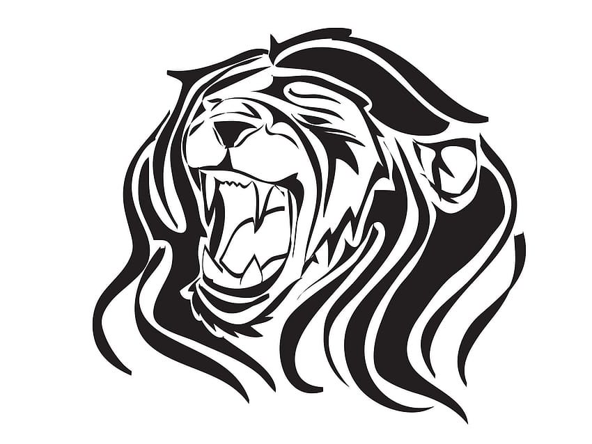 Black And White Roaring Lion ...clipart, lion drawing HD wallpaper