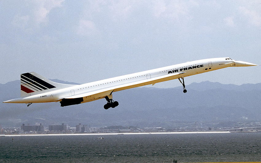 Бял самолет Air France, Concorde, самолет, реклама HD тапет