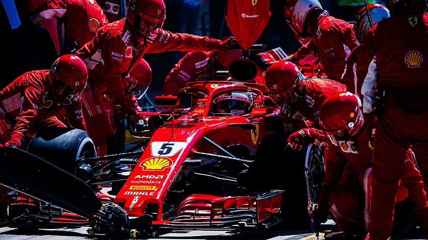 Ferrari Formuła 1 Sebastian Vettel Pit stop Ferrari SF71H, Sebastian Vettel Ferrari Tapeta HD