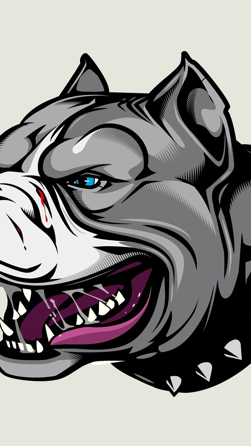 Kunst, Pitbull, Avatar, Pitbull, Hundehalsband mit Stacheln, wütender Hund • Für Sie HD-Handy-Hintergrundbild