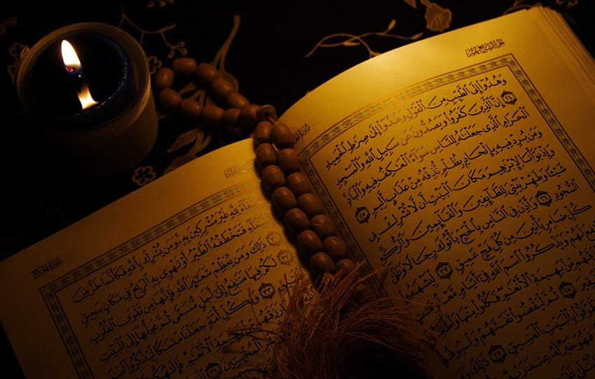 candle, book, religion, Islam, Quran, Arabic script , section разное, arabs HD wallpaper