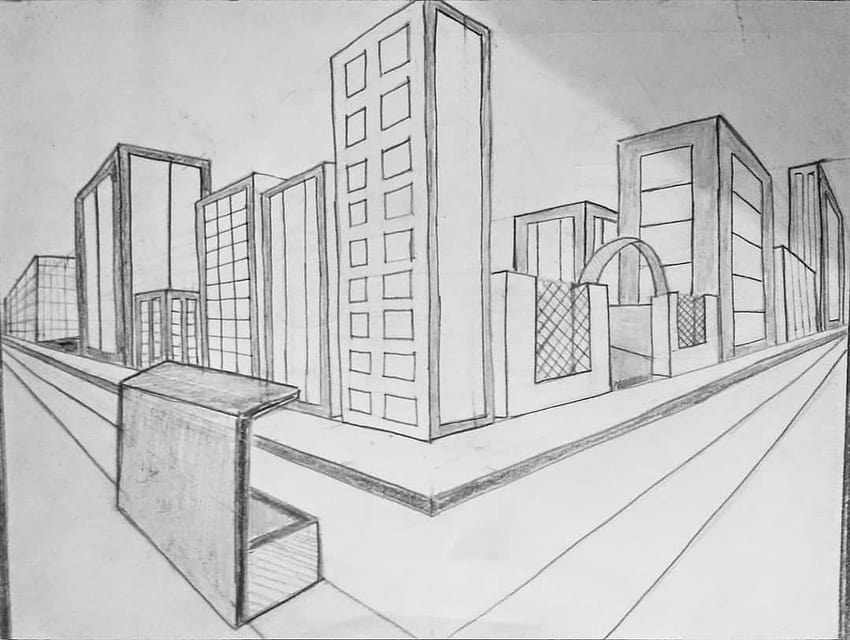 Single Point Perspective Drawing of a Street  Happy Family Art