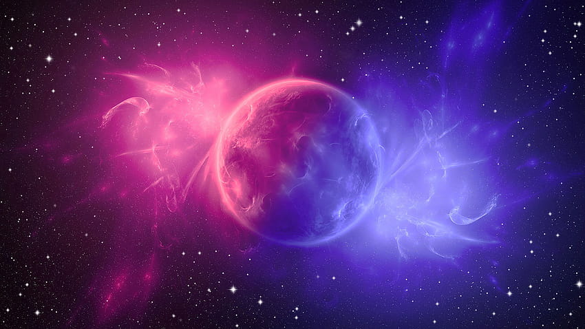 Space Digital Art Pink Planet, Digital Universe, พื้นหลังและนามธรรมศิลปะดิจิทัลอวกาศสีสันสดใส วอลล์เปเปอร์ HD